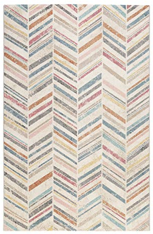Esprit Home, In & Outdoor Kurzflor Teppich - Läufer für Terrasse, Balkon, Küche, Wohnzimmer, Cabana (200 x 290 cm, beige bunt)