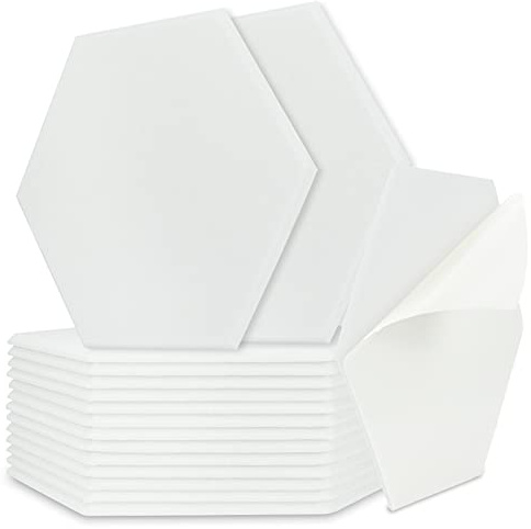 BXI Schallabsorber – 16 Stück, selbstklebend, 36 x 31 x 1 cm, akustische Absorptionsplatten, sechseckige schallabsorbierende Paneele für Wand und Decke, akustische Behandlung