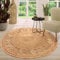 TT Home Jute Teppich Rund Wohnzimmer Esszimmer Boho Modern Handgemacht Mit Umrandung, Farbe: Natur 2, Größe:80 cm Rund