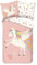 Aminata kids Einhorn Bettwäsche 135x200 Unicorn-Motiv Mädchen Baumwolle Kinder-Bettwäsche-Set mit Reißverschluss rosa