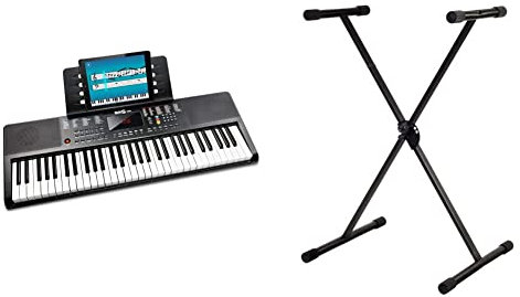 Tastiera Rockjam Compatta A 61 Tasti Con Supporto Per Spartiti, Alimentatore, Adesivi Per Note Di Pianoforte E Lezioni Tramite L’App Simply Piano & Fx F900520 Stand Per Tastiera