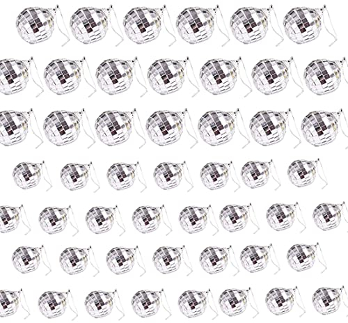 50 Pcs Disco Ball baubles, 2 Sizes Mirror Decoration Hanging Reflective for Retro Party, Fun Party, Home Bands Decorations