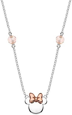 Disney-Mädchen-Halskette mit Minnie Mouse aus Silber und Zirkonen, Schmuck für Frauen (Gespiegelt)