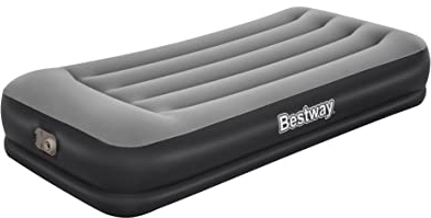 Bestway Air Bed - Premium Single Sized AirBed with a Built-in Electric Pump and Carry Bag in Blue & Grey