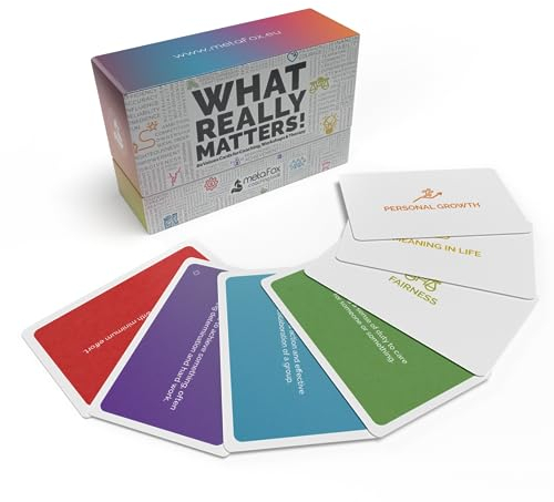 metaFox What Really Matters! | 80 values cards for coaching, workshops & therapy | Premium quality coaching cards to discover & prioritize what matters most to you or your clients