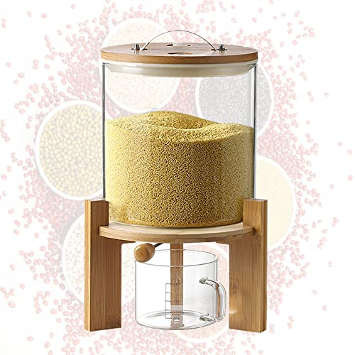 Müslispender Glas Reisspender mit 500ml Messbecher aus Glas Siegel Cerealien-Lebensmittelspender für Küchenarbeitsplatten auf Partys(Size:5L)