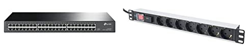 TP-Link TL-SG1048 48-Port Rackmount Gigabit Switch (Plug&Play, Gigabit Ports, Metallgehäuse, DIGITUS 19“ Steckdosenleiste - 7 Abgriffe - 1HE - 250VAC - 50/60Hz - 16A - 4000W