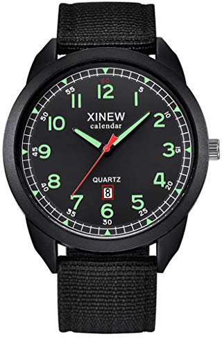 Tonsee Accessoire Herren Analog Quarz Uhr mit Nylon Armband Dial Herrenarmband Outdoor Einfache Uhr Nylon Luminous Quartz Calendar Herrenuhr Damen Sportuhr Zahlen (1-A, One Size)