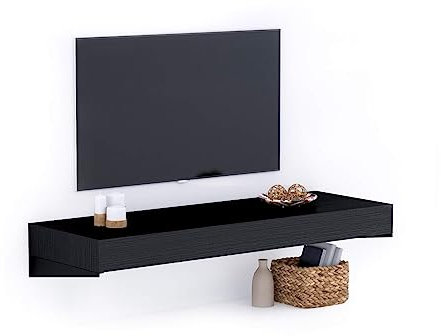 Mobili Fiver, Porta Tv sospeso Evolution 120x40, Nero Frassino, Made in Italy
