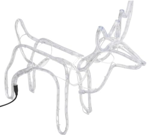 vidaXL Rentier Silhouetten 3 STK., Beleuchtet Weihnachtsfigur Lichtschlauch Klappdesign, Weihnachtsdeko Weihnachtsbeleuchtung für Innen Außen, Kaltweiß 60x30x60cm