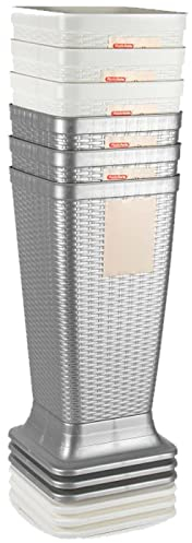 AC - Paragüero de plástico - Modelo Rattan - Soporte para Paraguas Cuadrado para Entrada de oficinas, Negocios, hogar - 51,5 x 26 x 26 cm - Color Aleatorio (Blanco – Plata)