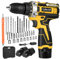 Yemetey Cordless Drill Driver 12V, Electric Screwdriver with 2 Batteries 1.5Ah, 35 Nm Torque, 2-Speed, 18 + 1 Torque Setting, 3/8Chuck, LED Light, 34Pcs Accessories and Case, for Repair & DIY