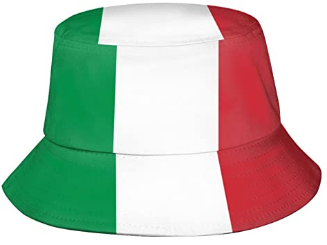 XVBCDFG Niedliche lustige Flagge Fischerhut verstaubare modische Sonnenmütze Outdoor Flagge Fischerhut für Frauen Herren Jungen Mädchen, Italienische Flagge Italien Flagge, One size