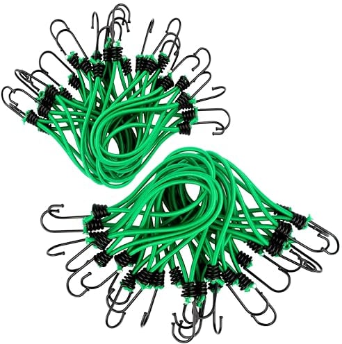 50 Spanngummis mit Haken in Grün | Expander Befestigung für Planen, Banner, Anhänger, Zelt, Trampolin usw. | Gummi-Spanner Universal