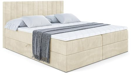 ALTDECOR Boxspringbett mit H3-Matratze Edita - 180x200 - Beige