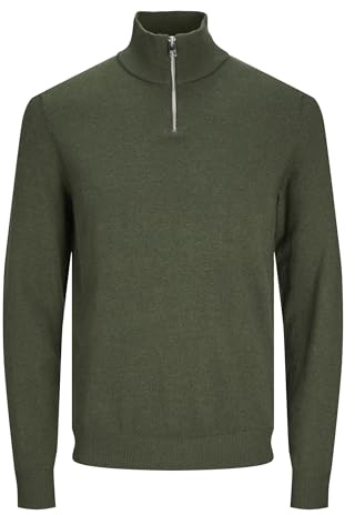 JACK & JONES Men's Jjeemil Knit Half Zip Noos Jumper, Kombu Green, XS