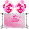 Barbiprinzessin Thema Hintergrund mit Party Dekoration Latex Ballon, Rosa Mädchen Party Hintergrund Banner, Kinder Geburtstag Hintergrund Tuch, Geburtstag Luftballons Set, 100 x 150 cm