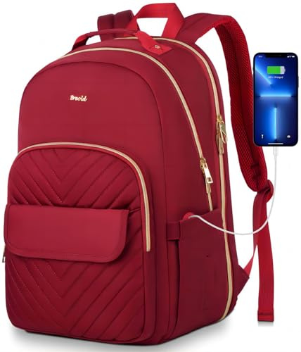Breold Zaino Scuola Ragazza e Donna per Computer Portatile 15,6 Pollici - Con Porta USB per Università, Viaggi, Lavoro, Ufficio