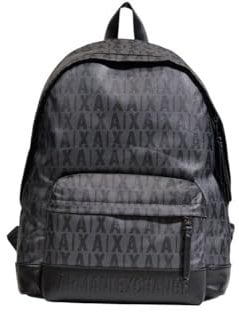 Armani Exchange Herren Backpack with All Over Icon Logo Rucksack, Asphaltfarben/Schwarz, Einheitsgröße