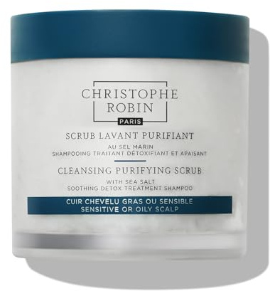 Christophe Robin Purifying Scalp Scrub with Sea Salt – Deep-Cleansing Detox Treatment for Oily Roots & Sensitive Scalps, Removes Build-Up & Soothes Irritation – 250ml