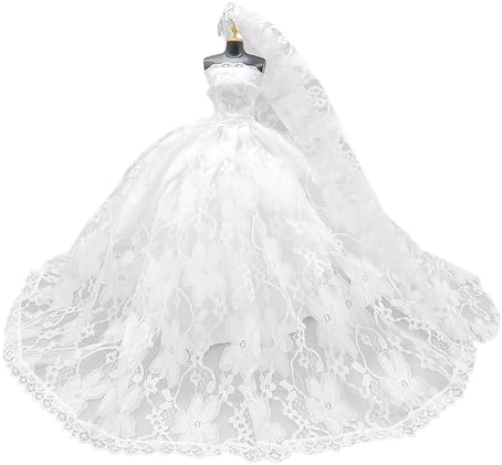 1 Satz Puppenhochzeitskleid, einschließlich 1 Hochzeitskleid und 1 Schleier, Puppen-Anziehspielzeug, Puppenkleider, Puppenkleidungssets, Spielzeugpuppenzubehör