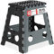 Relaxdays 1 x Tritthocker XL klappbar, einstufig, Klapphocker mit Griff, 120 kg, Kunststoff, 39,5 x 38,5 x 32 cm, schwarz-grau