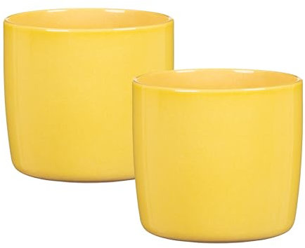Scheurich Solido - Lot de 2 pots de fleurs en céramique - Couleur : solaire - Diamètre : 15 cm - Hauteur : 13,7 cm - Volume : 1,9 l