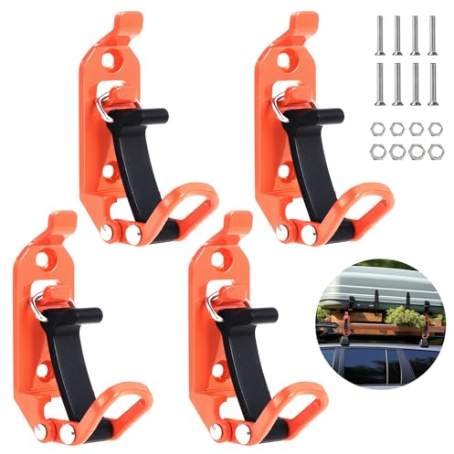 Moendergo 4-stück Schaufelhalter für Dachträger, Metall-Gummiklammer-Befestigungssatz, Platzsparend, Wandmontage-Kit, Orange, 14 cm x 14 cm x 14 cm
