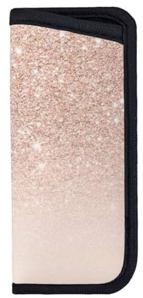 YUNWEIKEJI Rose Gold Faux Glitter Pink Ombre Block, Eyeglasses Bag Anti-Scratch Spectacles Sleeve Portable Eyewear Case Neoprene Sunglasses Case