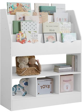 WOLTU Bücherregal Kinder, Kinderregal, weißes Regal Kinderzimmer, mit 6 Fächern, Spielzeugregal, Montessori Aufbewahrungsregal, Kindermöbel für Kindergarten Spielzimmer, 83x100x30 cm