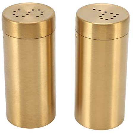 Pot à épices doré, 2 Pièces Pot à épices doré en Acier Inoxydable, Vis Antirouille, Bouteille Shaker D'assaisonnement à Dessus Ouvert pour Sel, Sucre, Poivre, Paprika