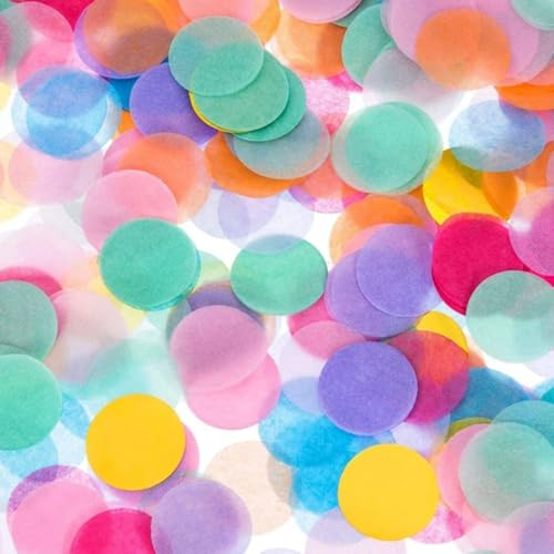 10000 Stück Konfetti Bunt - Groß Konfetti Pastell Rund 2.5cm, Konfetti Hochzeit, Tissue Konfetti für Hochzeit Valentinstag, Luftballons, Tischdeko Geburtstag Party