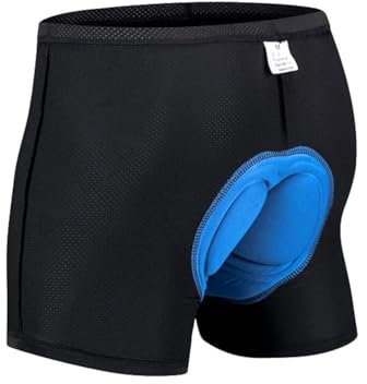 Youery Mutande da ciclismo da uomo con imbottitura imbottita, pantaloni da ciclismo con imbottitura, regalo per ciclisti, accessori da equitazione veloci e traspiranti, Blu, L Große Größen