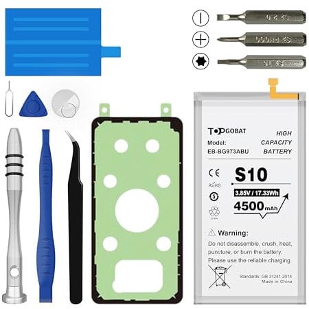 TOPGOBAT Ersatz für Samsung Galaxy S10 Akku,4500mAh Hohe Kapazität Kompatibel mit Samsung Galaxy S10 Modell (SM-G973F/U/W/X/N, SM-G973U1, SM-G9730, SCV41, SM-G973C) mit Tool Kits,EB-BG973ABU