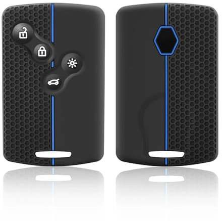 Juttzzei Premium TPU-Silikon-Hülle für Renault Clio, Scenic, Megane, Duster, Sandero, Captur, Twingo, Koleos (Blaue Linie), 4-Tasten