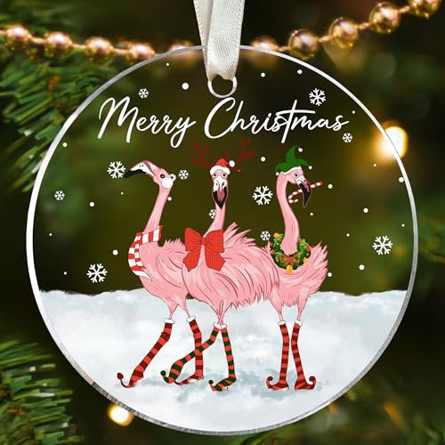 Pawzity Flamingo Ornamente - Tierornamente für Weihnachtsbaum - Flamingo Geschenke für Frauen - Acryl Ornament