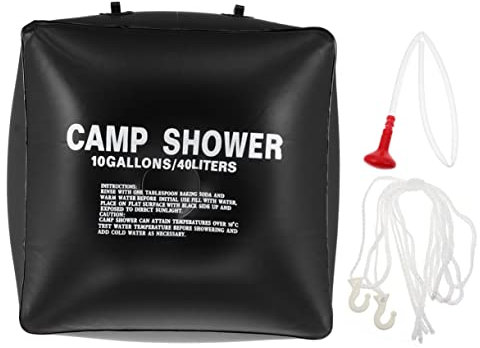 HONMEET Wassersack 20l Solarduschbeutel 40l aus PVC Tragbare Campingtasche mit Schlauch und Düse für Camping und Grillen Schwarz