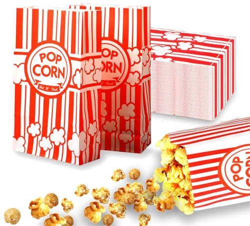 Deepton Klein Popcorntüten - 60 Stück Popcorn Boxen Rot & Weiß Gestreiften