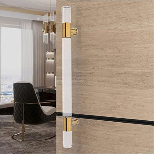 Manija moderna de cristal acrílico transparente para puerta corredera de granero de 24/31.5/39/47/59 pulgadas, acabado dorado con accesorios