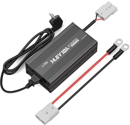 LiTime LiFePo4 12V 10A Batterieladegerät 14,6V AC-DC LiFePO4 Lithium-Batterie-Ladegerät mit Anderson-Anschluss LED-Anzeige Ladegerät speziell für Deep-Cycle-Akkus von Auto, LKW, Boot, WoMo