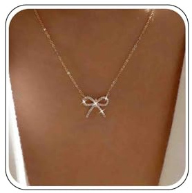 Cybche Boho Strass Schleife Halskette Kristall Schleife Choker Halskette Gold Bowknot Anhänger Halskette Winzige Cz Fliege Halskette Funkelnden Kristall Bogen Kette Halskette Schmuck Für Frauen