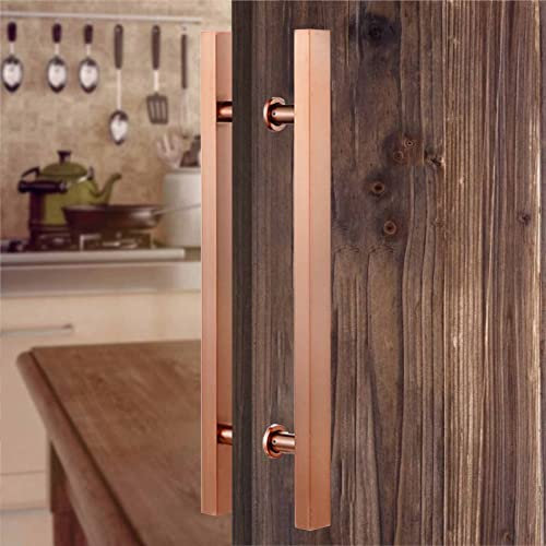 Elegante maniglia per porta d'ingresso in acciaio inox rosa su entrambi i lati, per porte in legno e vetro, moderna, per interni ed esterni, rettangolare, per cancello d'ingresso (dimensioni: 120 cm,