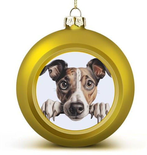 Goldene Weihnachtskugel – Windhund Weihnachtskugel hängende Ornamente Tier Welpe Andenken Souvenir für Weihnachtsbaum Dekoration Saisonale Feiertage Party Supplies