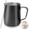 Milk Frothing Pitcher 20oz, Metal Barista Espresso Pitcher for Cappuccino Latte and Espresso, 304 Stainless Steel Coffee Tools Cup 600ml (Black