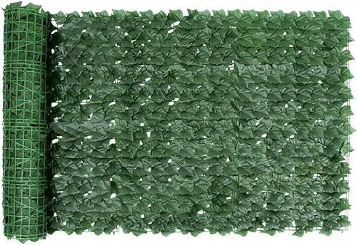 Artificial Ivy Fence Screening, Fence Screening Trellis with Artificial Leaves Privacy Trellis Roll Cable Ties, Ivy Leaves Fence UV Fade Protected for Outdoor Garden Decor (1 x 3 Meter)
