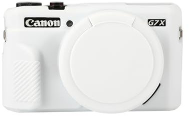 G7X Mark II Case,Soft Silicone Protective Case Ultra-Thin Lightweight for Canon PowerShot G7X Mark II Camera with Removable Lens Cover (White)