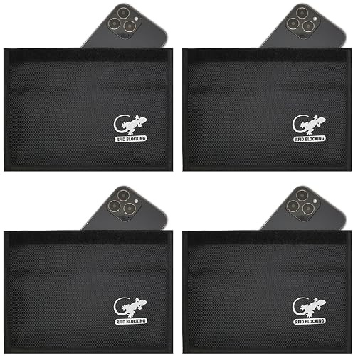 Gecko Travel Tech Faraday Anti-Tracking GPS RFID Autoschlüssel Signalblocker Brieftasche Abschirmung Tasche Schutzhülle für Handy Autoschlüssel FOB, Datenschutz, elektronische Geräte, 4 Stück, Schwarz