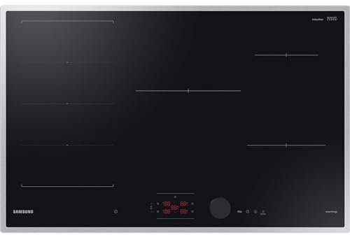 Samsung Piano cottura a induzione autosufficiente, 80 cm, Slim Fit, nebbia di comando magnetica e tasti con cursore, controllo Wi-Fi, Flex Zone Plus, NZ85C6058HK/U1 (Ricondizionato)