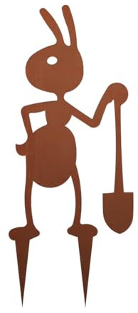 Gartenstecker Ameise mit Spaten 25x10 cm im Rost Design - Beetstecker Insekten, Blumenstecker, Rostfigur, Gartendeko Rost