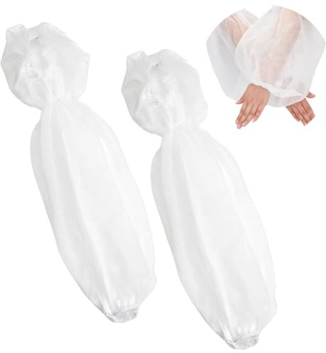 NBEADS 2 Pcs Removable Puff Sleeves for Wedding Dress, Organza White Sleeves Stretchy Tulle Cuffs for Dress Party Prom, 66cm Long